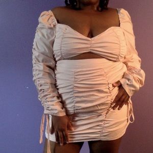 MISSGUIDED BLUSH RUCHED CO ORD SET